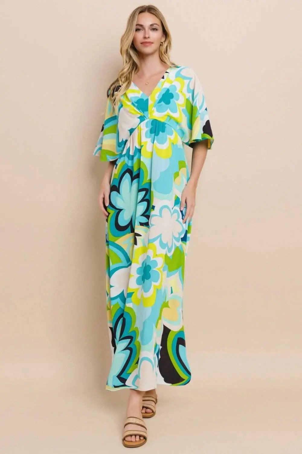 ODDI Floral Printed Slit Maxi Dress - Love Salve